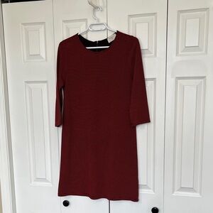 Everly Maroon and Black Striped Long Sleeve Dress